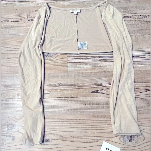 New JENNI Style Not Size Long Sleeve Shrug, Women’s top sand tan XL - Picture 3 of 7